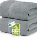 Utopia Towels Luxurious Jumbo Bath Sheet 2 Piece, 600 GSM, 35 by 70 Inches, 100% Ring Spun Cotton, Highly Absorbent and Quick Dry Extra Large Bath Towel, Super Soft Towel, Cool Grey