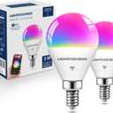 Lightinginside E12 Smart Light Bulbs 50W Equiv., G16.5 RGBCW Candelabra Chandelier Ceiling Fan Smart Bulb Works with Alexa/Google Home/SmartLife, 5W 550LM, 2.4G WiFi Bluetooth Bulb, ETL Listed, 2PCS