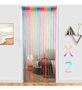 Frienda 2 Pack 39 x 79 Inch Decorative Door String Curtains, Room Divider Privacy Decor, Beaded Door Fringe Curtain for Hallway Closet Bedroom Divider Beads Tassel Screen Hippie Aesthetic Room Decor