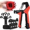 Grip Strength Trainer Kit, 4 Pack Hand Gripper Strengthener with Adjustable Resistance, Forearm Exerciser, Finger Strengthener & Stress Relief Ball for Muscle Building & Injury Recovery