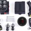 12V Solenoid Valve Air Ride Suspension manifold valve with remote controller 0-200psi, equipped with double display air pressure gauge red