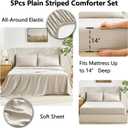 CozyLux Twin Comforter Set with Sheets Beige, 5 Pieces Bed in a Bag, Beige Comforter Twin Size, All Season Bedding Set with Stitch Quilted Comforter, Flat Sheet, Fitted Sheet, Pillowcases