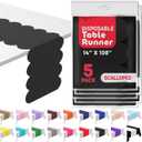 Black Disposable Plastic Table Runner. 5 Pack 14 x 108 inch. Scallop Table Runner Adds A Pop of Color to Your Party Table, by Swanoo