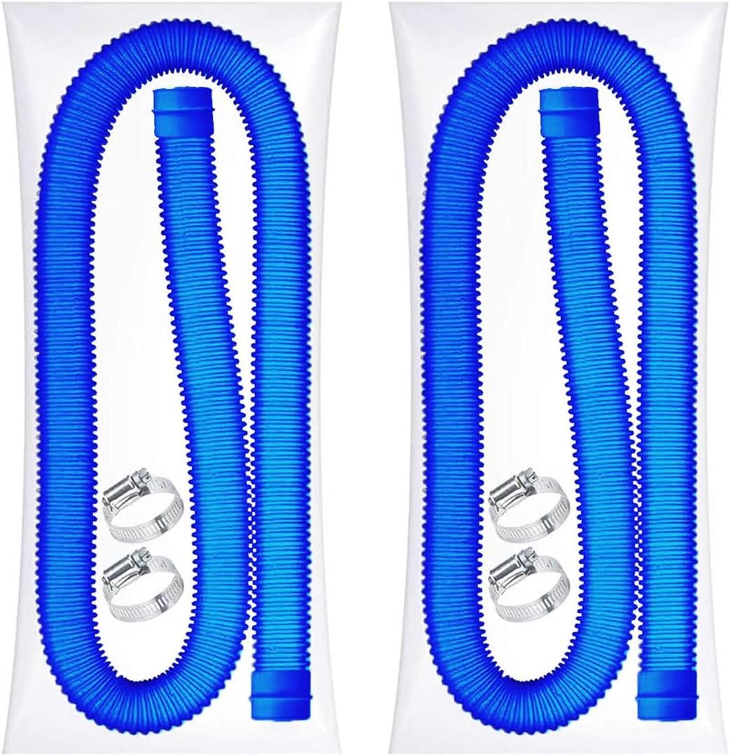 1-1/2-Inch Pool Hoses for Above Ground Pools with Clamps - 1.5" Diameterd Replacement Pool Pump Hose Compatible with Intex Coleman Skimmer Surface Pool Pump (Blue -2 Pack)