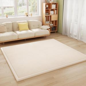 Baby Play Mat for Floor, 1.3'' Thick Memory Foam Tummy Time Mat - Super Soft Coral Velvet Nursery Rug with Non-Slip Backing, Crawling Rug for Toddlers/Infants, Yoga & Tatami Use, 59''x 79'' (Beige)