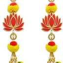 Set of 2 Lotus & Marigold Hangings Latkan for Home Diwali Decoration Wall Hangings for Temple Pooja Room Decoration | Lotus Back Dropper showpiece for Decor Ganpati, Navratri, Wedding, Ganesh Pooja