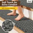 JSEI Stair Treads for Wooden Steps, 14 Pack 9" X 28" Non-Slip Machine Washable Carpet Stair Treads with TPE Backing, Soft Indoor Stair Rug Runner for Kids Elders & Pets, 100% Polyester, Light Grey, 28''x9''