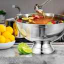 Ice Bucket for Parties and Punch Bowl Set, 15.7 Inch Large Stainless Steel Champagne Chiller with Ladle Scoop and Tongs, Pedestal Beverage Tub for Wedding Mimosa Bar(Silver)