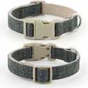 Plutus Pet Cotton Hemp Dog Collar and Leash Set, Adjustable Collar for Small, Medium, and Large Dogs, Heavy Duty and Soft on Skin, Gray, XS