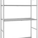 Sakugi Storage Shelves - 4-Tier Spacious Shelf Organizer with Hooks & Leveling Feet, Easy to Assemble, Rust-Resistant Garage Shelving for Kitchen, Pantry, Bedroom, 33.2" x 12.7" x 57.3", Sliver