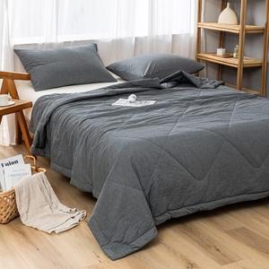 NTCOCO Summer Lightweight Comforter Set,Thin Quilt,100% Washed Cotton,Machine Washable,Soft Comfy Breathable Can Sleep Naked(Queen,Soot Grey
