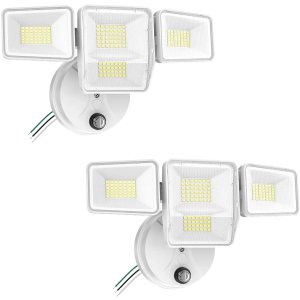 70W Dusk to Dawn Flood Lights Outdoor Lighting, 7000LM Dusk Till Dawn Floodlight, 4 Heads LED Security Light with Photocell, IP65 Waterproof, 6500K Daylight for Yard Garage Porch 2 Pack White