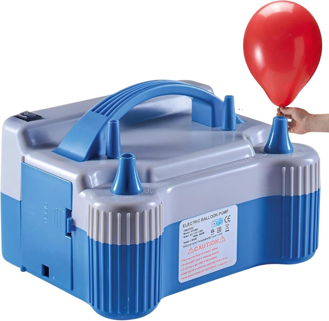 Prextex Portable Balloon Pump Strong Electric Air Blower Dual Nozzle Balloons Inflator for Fast and Easy Bulk Balloons Filling for Event and Party Decoration - Balloon Pump Electric (800W, 110V)