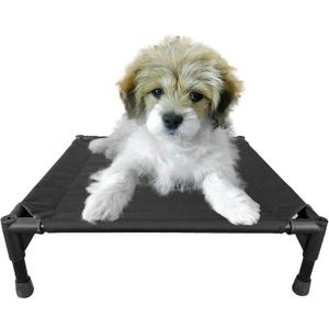 Love&go Elevated Dog Bed with Metal Frame, Cooling Raised Pet Cot for Dog and Cat (Small-18.5x18.5x5.5 inch, S - Black Bed)
