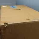 Creative Co-Op Round Solid Wood End Table with Genuine Marble Top and 2 Woven Cane Storage Shelves, Brown Stain and Natural