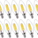 FLSNT 5000K Daylight B10 Dimmable LED E12 Candelabra Bulbs, 40W Equivalent LED Chandelier Light Bulbs, 450LM, Clear Glass Finishing, 12 Pack UL,CA65 Listed.