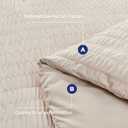 HYMOKEGE Beige Twin Comforter Set Seersucker 5 Pieces, All Season Luxury Bed in a Bag for Bedroom, Bedding Set with Comforters, Sheets, Pillowcase & Sham