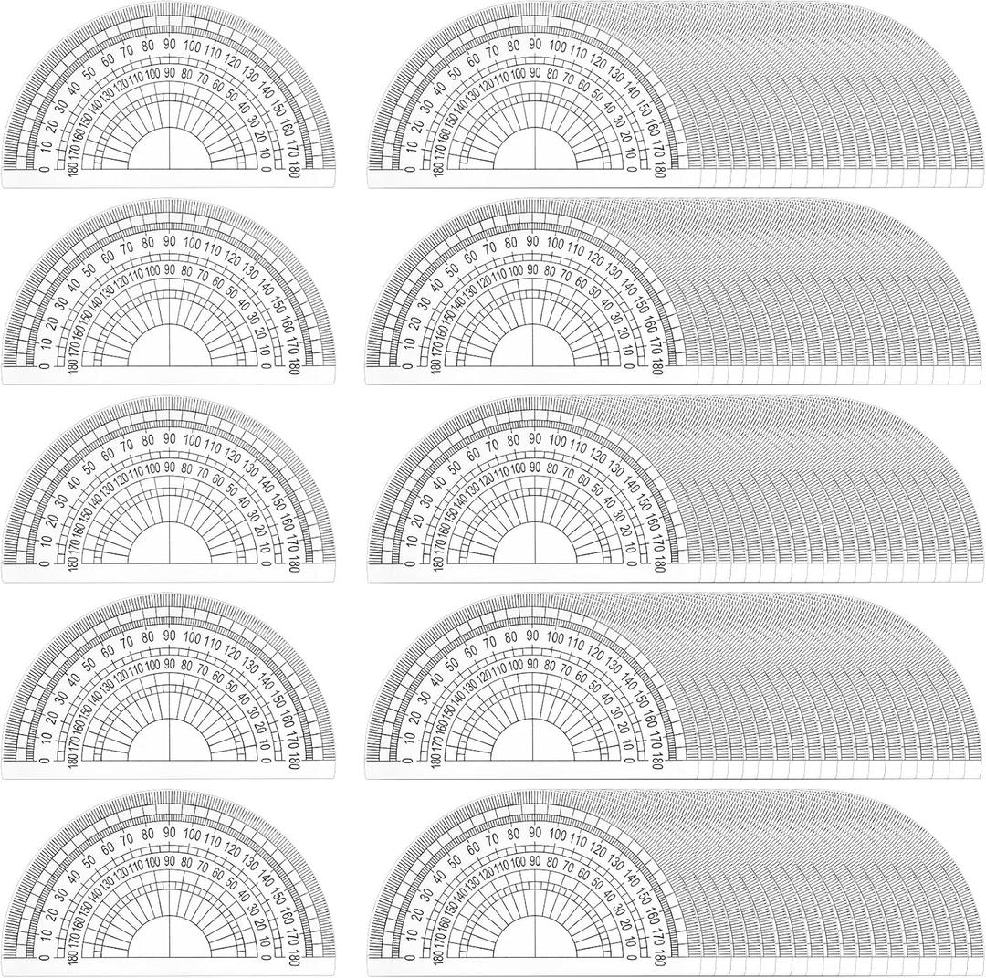 Nicunom 100 Pack Plastic Protractor 180 Degree Math Protractors Geometry Student Protractor, 4 Inches, Clear