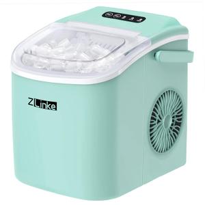 Countertop Ice Maker, Ice Maker Machine 6 Mins 9 Bullet Ice, 26.5lbs/24Hrs, Portable Ice Maker Machine with Self-Cleaning, Ice Scoop, and Basket (Green)