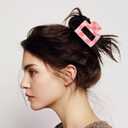 2 Pcs Checkered Rectangle Claw Clips for Women, Y2K Accessories Claw Clips for Thick Hair, Cute Hair Clips for Women and Teens (Pink)