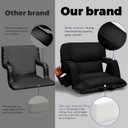 Wide Stadium Seats With Back Support, Exclusive "Sofa Style" Design Extra Thick Bleacher Chairs With Back and Cushion, 6 Reclining Positions - Ultimate Comfort for Sports Events (Black, 22.5")