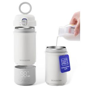 Portable Bottle Warmer for Travel - Instant Heating, Dishwasher Safe, 1F Precise Temp Control, 30W Fast Charge, Long Battery Life, 17 Oz Capacity, Baby Milk Warmer for Breastmilk & Formula