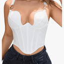 SHENHE Women's Sexy Deep V Underwire Boned Push Up Corset Bustier Top Crop Cami Top L