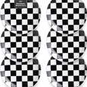 Black and White Checkered Small Dessert Plates Set of 6-6 Inch Ceramic Plates, Microwave & Dishwasher Safe, Minimalist Decorative Platters for Desserts