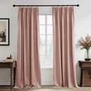 RYB HOME Pink Pinch Pleated Velvet Curtains, Room Darkening Thermal Insulated Privacy Protect Pleated Soft Drapes for Girls Bedroom Princess Room, Dusty Pink, W38 x L84 inches, 2 Panels