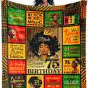 African American 75th Birthday Gifts for Women, 75 Year Old Birthday Gifts for Black Lady Women Positive Encouragement Inspirational Bday Blanket 60"X50", Afro 75th Blanket