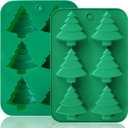 Christmas Tree Silicone Molds 2PCS for Soap Chocolate Candy Cake Cocoa Bomb Bath Bomb Ice Candle Food, 3D Xmas Themed Treat Baking & Freezing Tray BPA Free Food Grade Holiday Moulds, Green