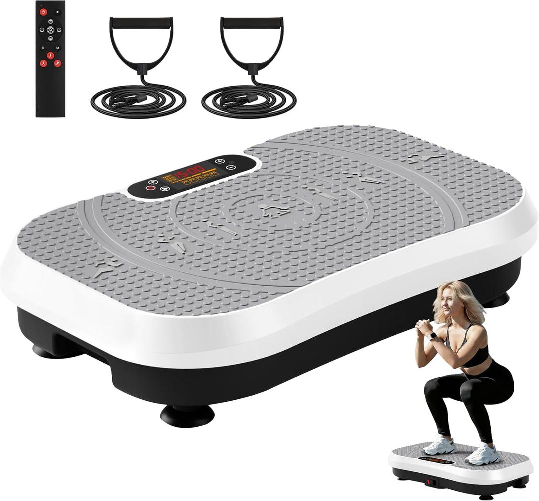SoftGym Waver Vibration Plate Exercise Machine for Lymphatic Drainage Weight Loss,120 Speed Levels Vibrating Platform with Resistance Bands,Full-Body Workout Equipment for Muscle Toning