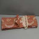 Vintage Boho Terracotta Shower Curtain, Floral Linen Patterned Shower Curtains for Bathroom with Tassels, 72 x 72