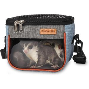 Sugar Glider Carrier Bag, Transparent Breathable Travel Bag for Hamster, Gecko,Baby Hedgehog, Transport Pouch with Breathable Mesh Top (Blue)