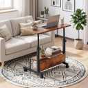 OLIXIS Rolling Desk, Storage Shelves, Laptop Table, Home Office, 32 in