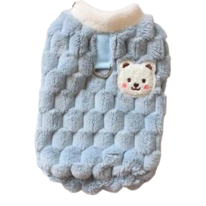 Dog Winter Coat Fleece Dog Sweater Christmas Dog Hoodie Cozy Sweatshirt Flannel Pet Clothes Winter Coat Paded Dog Vest Cold Weather Coats Outfit Dog Pullover for Small Dogs Blue White Bear S