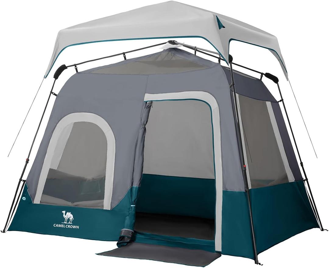 CAMEL CROWN 6 Person Instant Cabin Tent, Pop Up Windproof Tents for Camping, 60-Second Setup Family Tent with Carry Bag for Outdoor Hiking