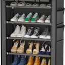 Calmootey 5 Tier Shoe Rack Organizer,Portable Shoe Shelf with Nonwoven Fabric Cover for Closet Hallway,Bedroom,Entryway,Grey