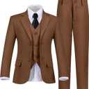 Boys Suit Kids Suits Tuxedo for Boys Toddler Vest Pants Set Ring Bearer Outfit Dress Clothes (4T, 5pc-brown)