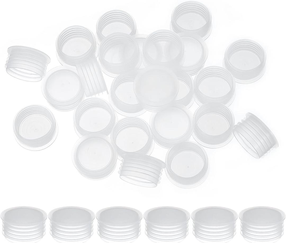 PATIKIL Salt and Pepper Shaker Stoppers 24mm/0.94", 25Pcs Plastic Salt Shaker Plug Replacement Reusable Clear Round End Cap for Pots Bottles Pipes
