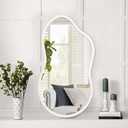 AAZZKANG Small Wall Mirror with Irregular Wood Framed Decorative White Hanging Mirrors for Bedroom Dressing Room Living Room Bathroom Entryway, 19x12' LxW