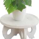 Small Plant Stand Kitchen Display Stand 10 inch Plant Holder Plant Stool Round Stand Risers Farmhouse Rustic Balcony Decor Pedestal Board Washed White