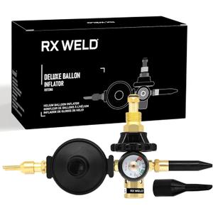 RX WELD Helium Tank Regulator Latex Balloon Filler Valve, CGA-580 Tank, Dual Latex And Foil Ballon Inflator (With Auto Foil Balloon Shut Off Valve)