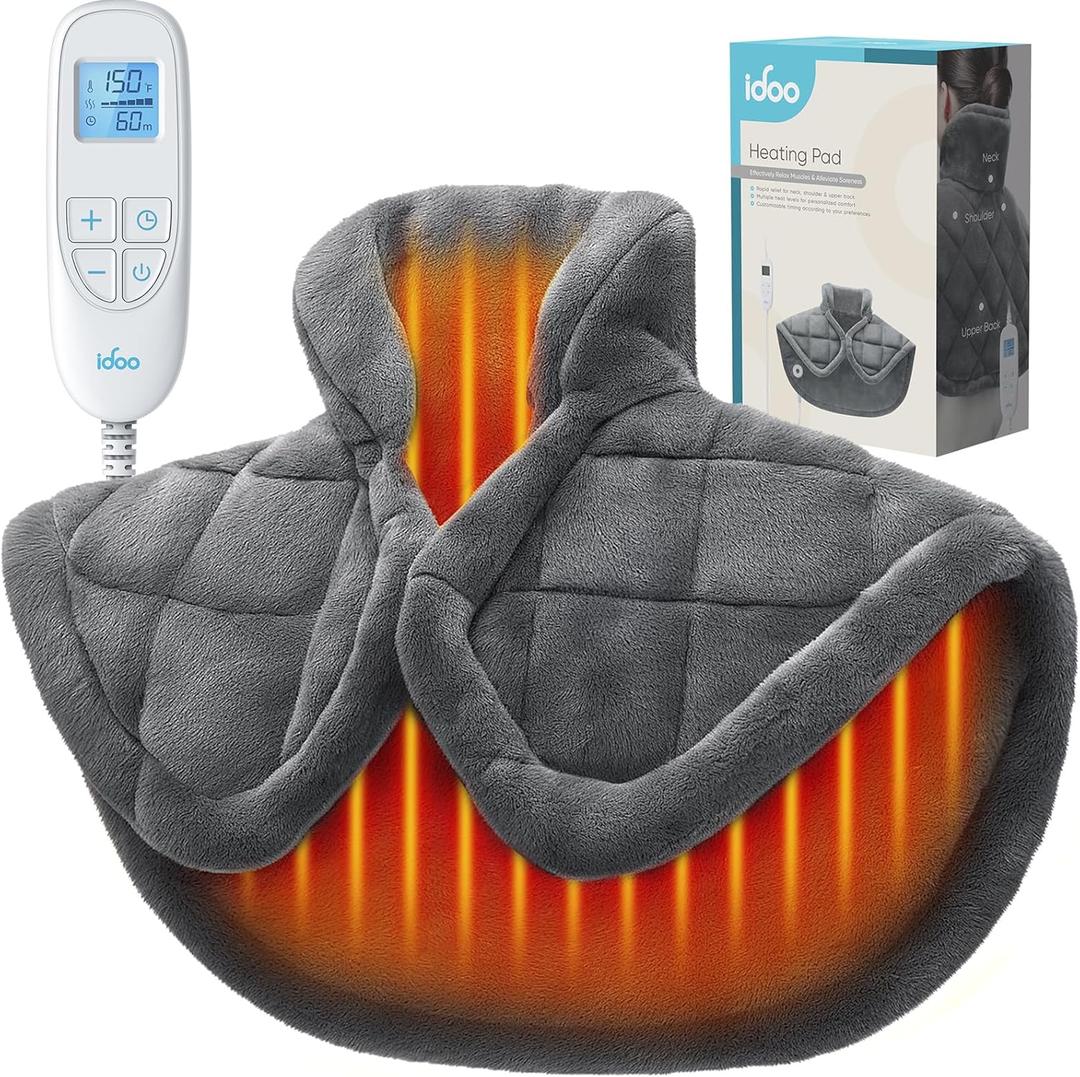 iDOO Heating Pad for Neck and Shoulder and Back, Fathers Day Dad Gifts for Men, FSA HSA Eligible Items, 3.1lb Heated Wrap for Pain Relief, Electric Wearable Neck Warmer, ETL Certified Heat Pads