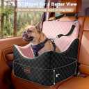 JOEJOY Elevated Dog Car Seat for Small/Medium Dogs up to 35 lbs, Memory Foam Booster Seat with Detachable Washable Cover, Travel-Safe Car Bed with Safety Belts & Storage Pockets, Pink