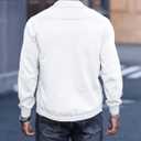 Men's Shawl Collar Long Sleeve Cardigan Knit Open Front with Pockets (White, L)