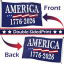 250th Anniversary Flag Double Sided 3 x 5 ft Anniversary United States Semiquincentennial Grommet Independence Day 4th of July Patriot Outdoor Garden Banner(Simple)