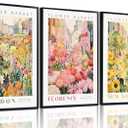 XLARTMY Flower Market Wall Art Print Canvas Yellow Pink Floral Paintings Colorful Botanical Sunflower Artwork Travel Poster for Decor Picture 3 pieces for Living Room Bedroom Bathroom 12x16in Unframed
