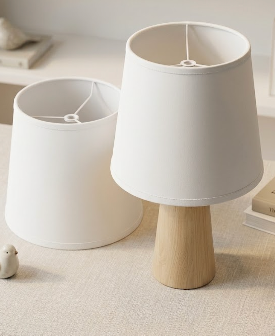 Set of 2 White Linen Chandelier Lamp Shades, Designed for Candelabra Bulbs with Easy Clip-On Fitter 6" Diameter