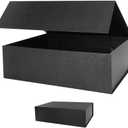 Upgrade 2PCS 13x9x4 Inch Black Hard Large Gift Box with Lid, Foldable Magnetic Gift Boxes, Groomsman Box Bridesmaid Proposal Box, Reusable Gift Boxes for Clothes